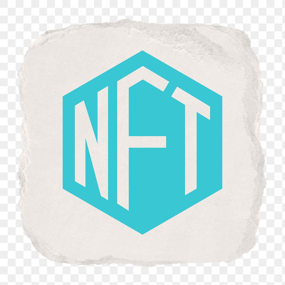 NFT cryptocurrency png icon sticker, ripped paper design on transparent background