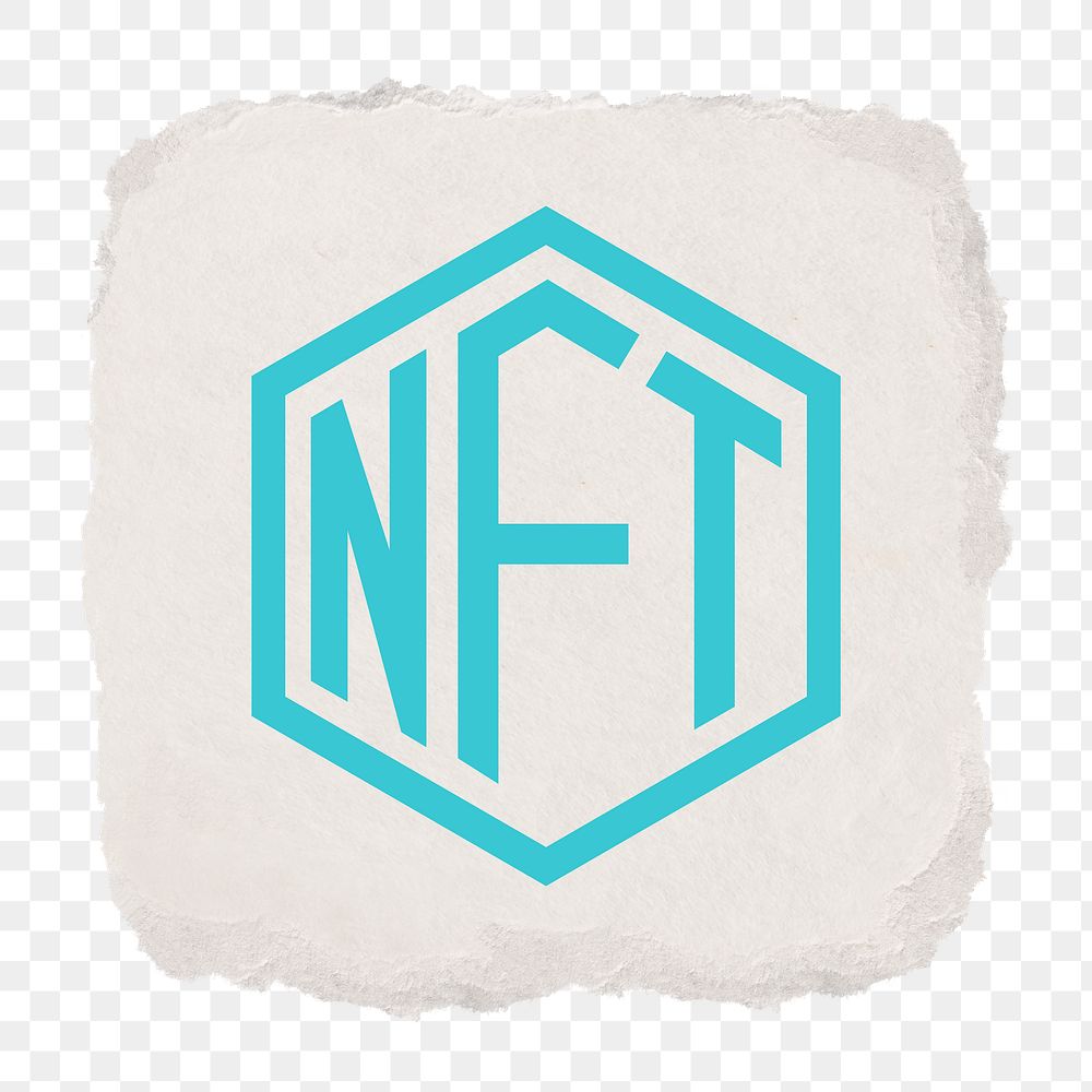 NFT cryptocurrency png icon sticker, ripped paper design on transparent background