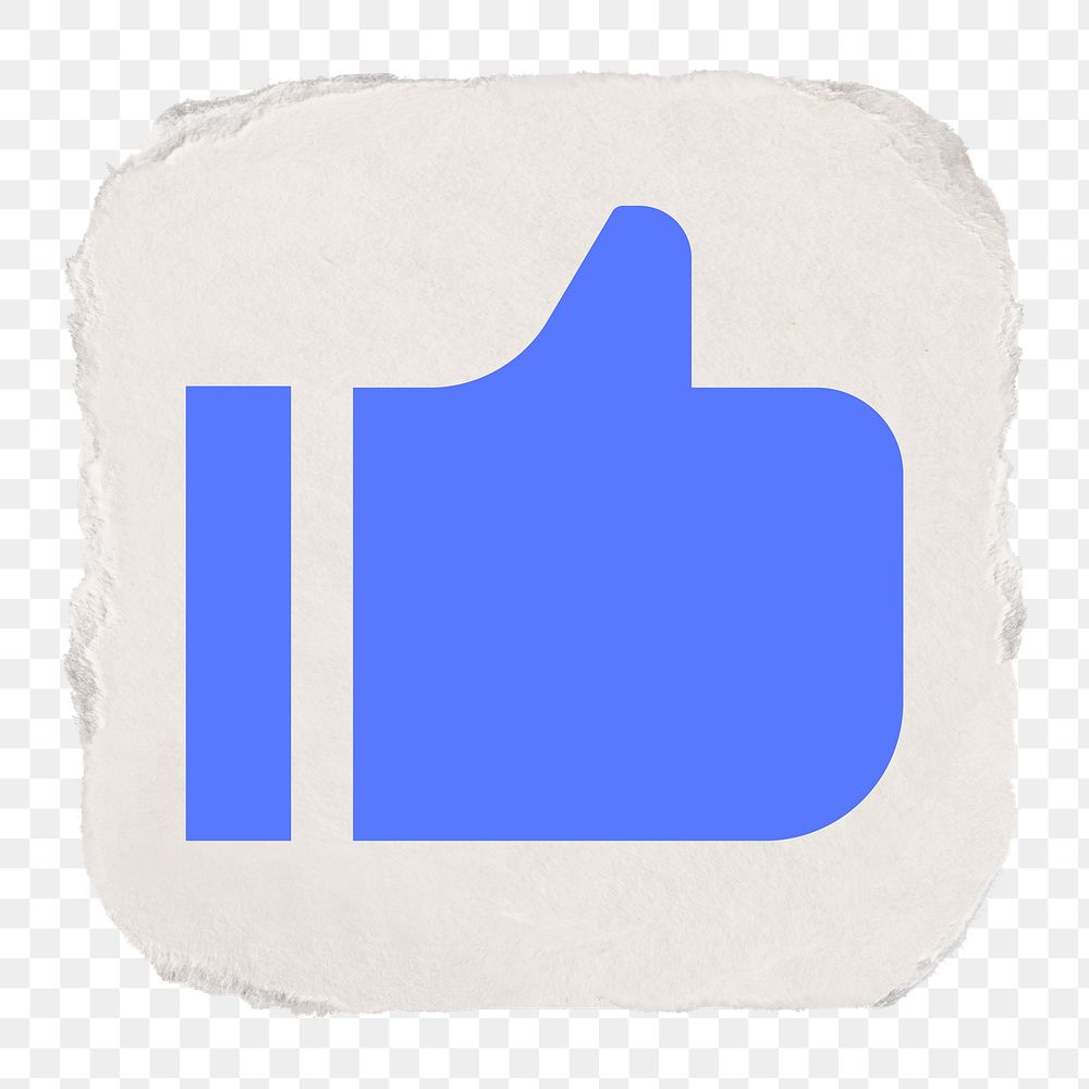 Thumbs up png like icon sticker, ripped paper design on transparent background
