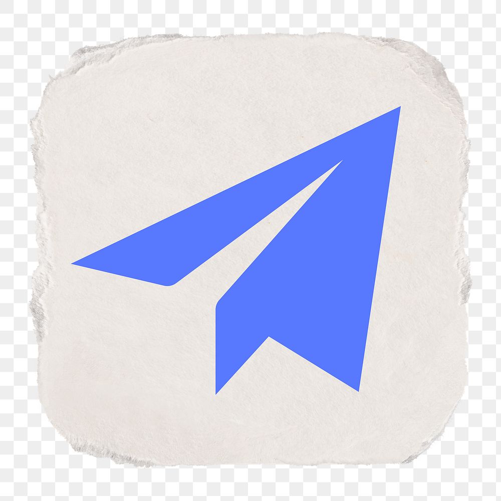 Paper plane png direct message icon sticker, ripped paper design on transparent background