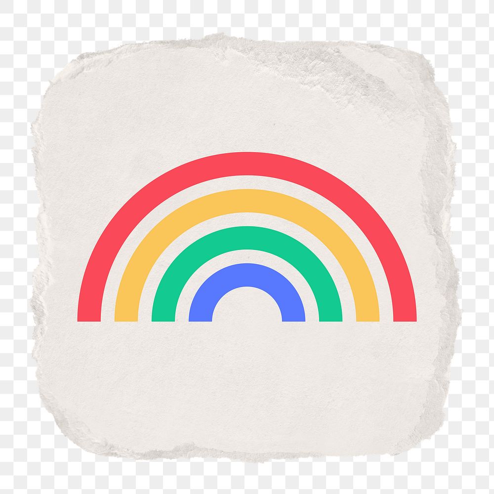 Rainbow png icon sticker, ripped paper design, transparent background