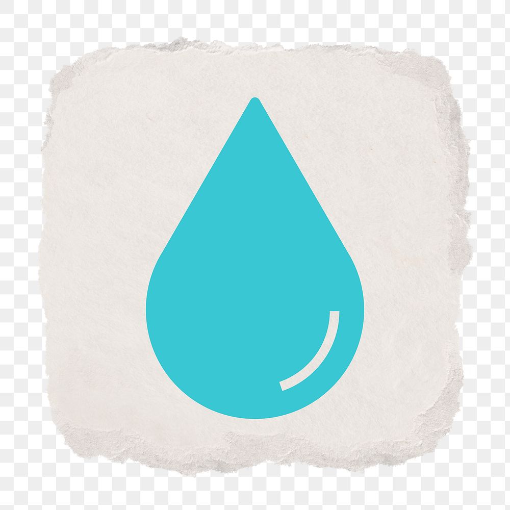 Water drop, environment png icon sticker, ripped paper design on transparent background