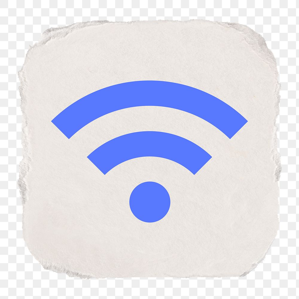 Wifi network png icon sticker, ripped paper design on transparent background