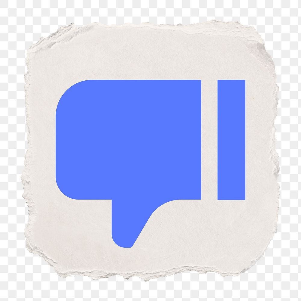 Thumbs down png dislike icon sticker, ripped paper design on transparent background
