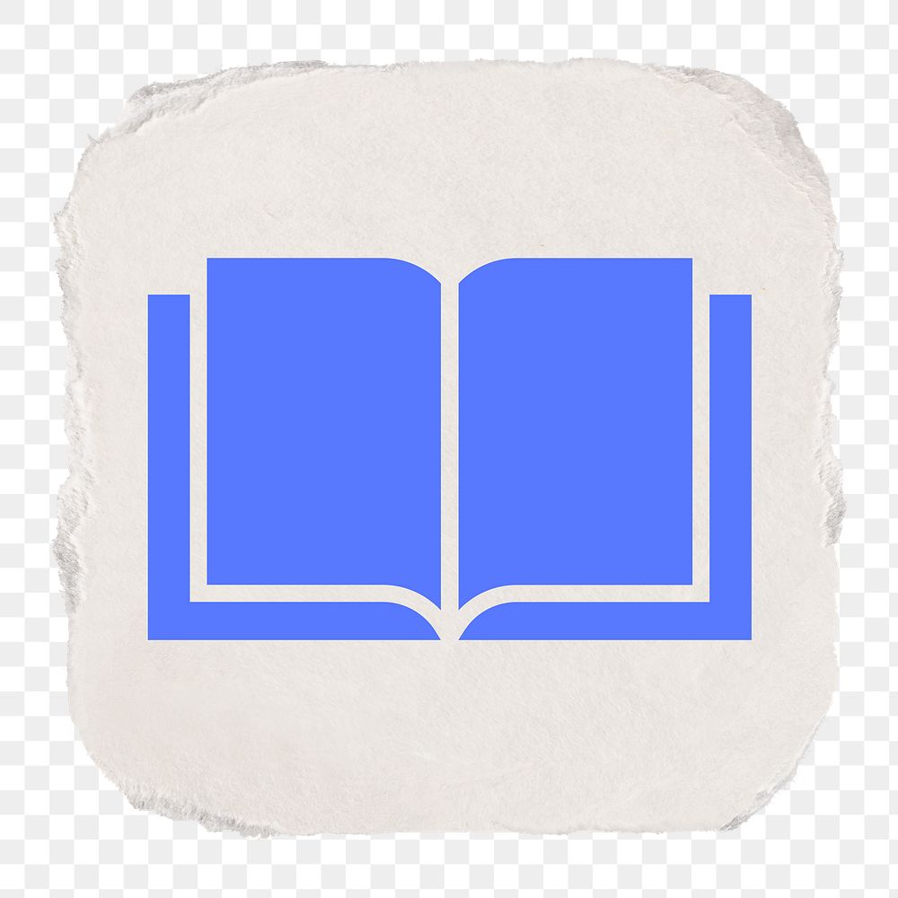 Open book, education png icon sticker, ripped paper design on transparent background