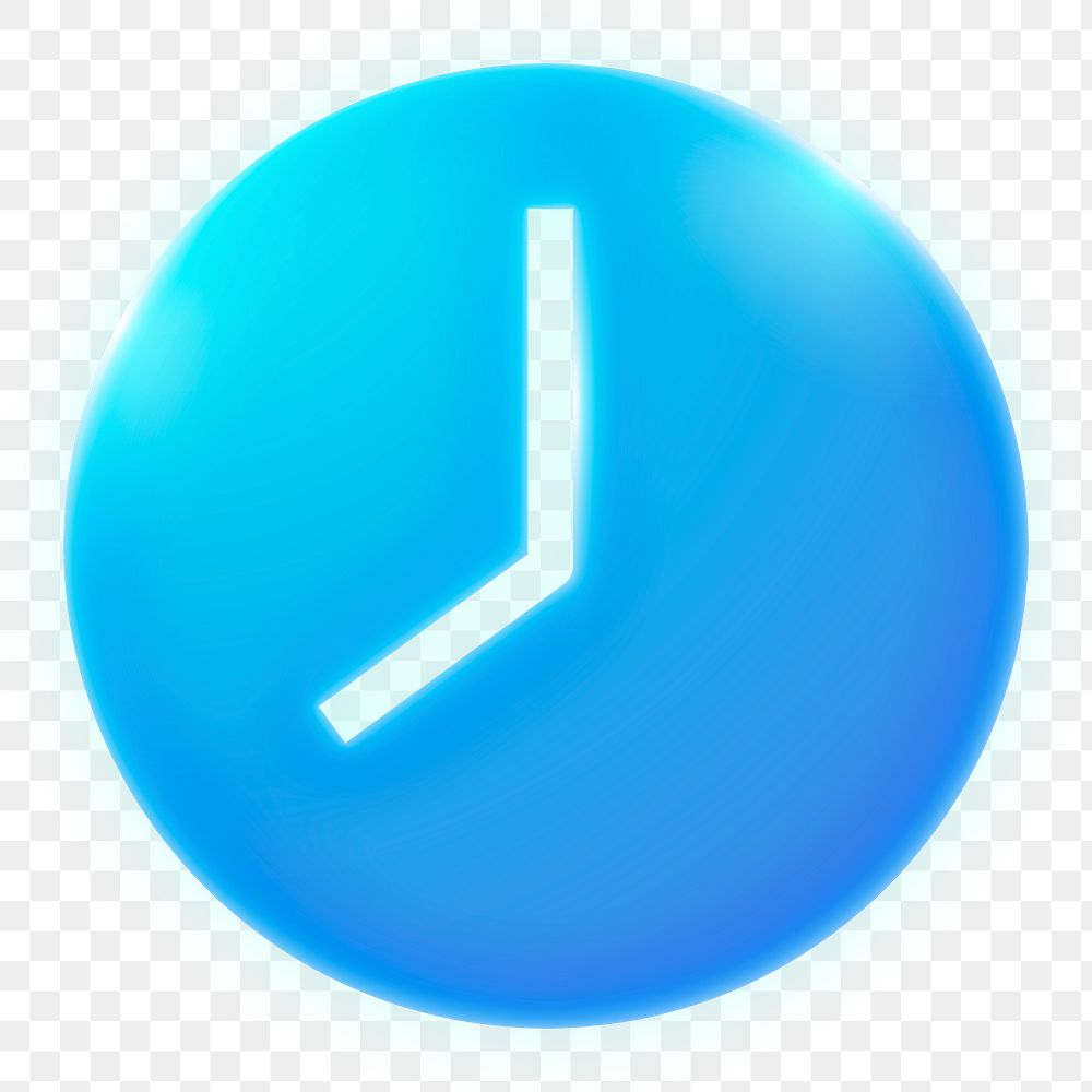 Clock icon png sticker, neon glow, transparent background