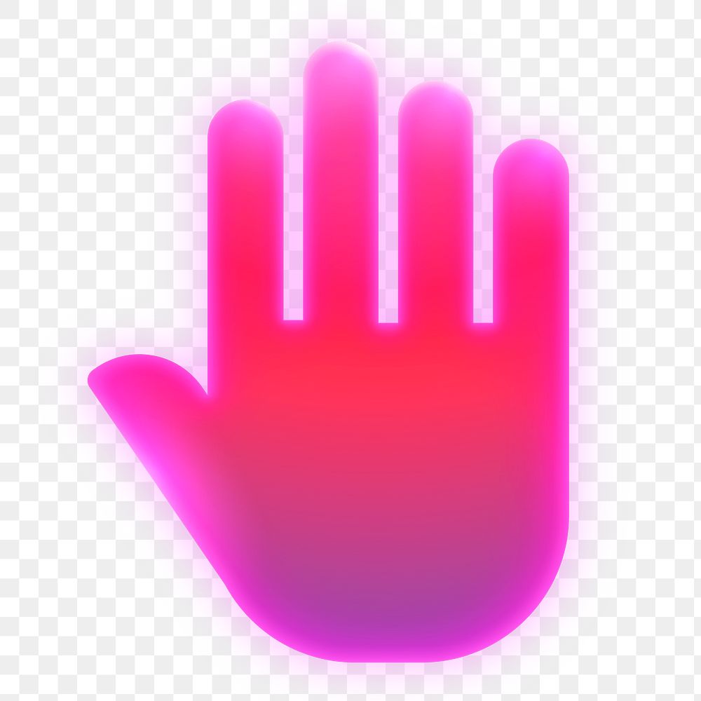 Hand icon png sticker, neon glow, transparent background