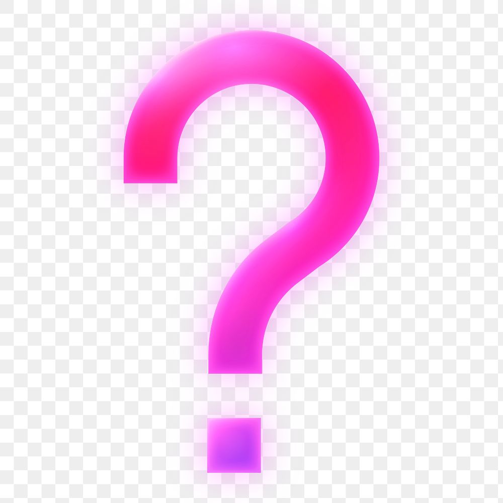Question mark icon png sticker, neon glow, transparent background