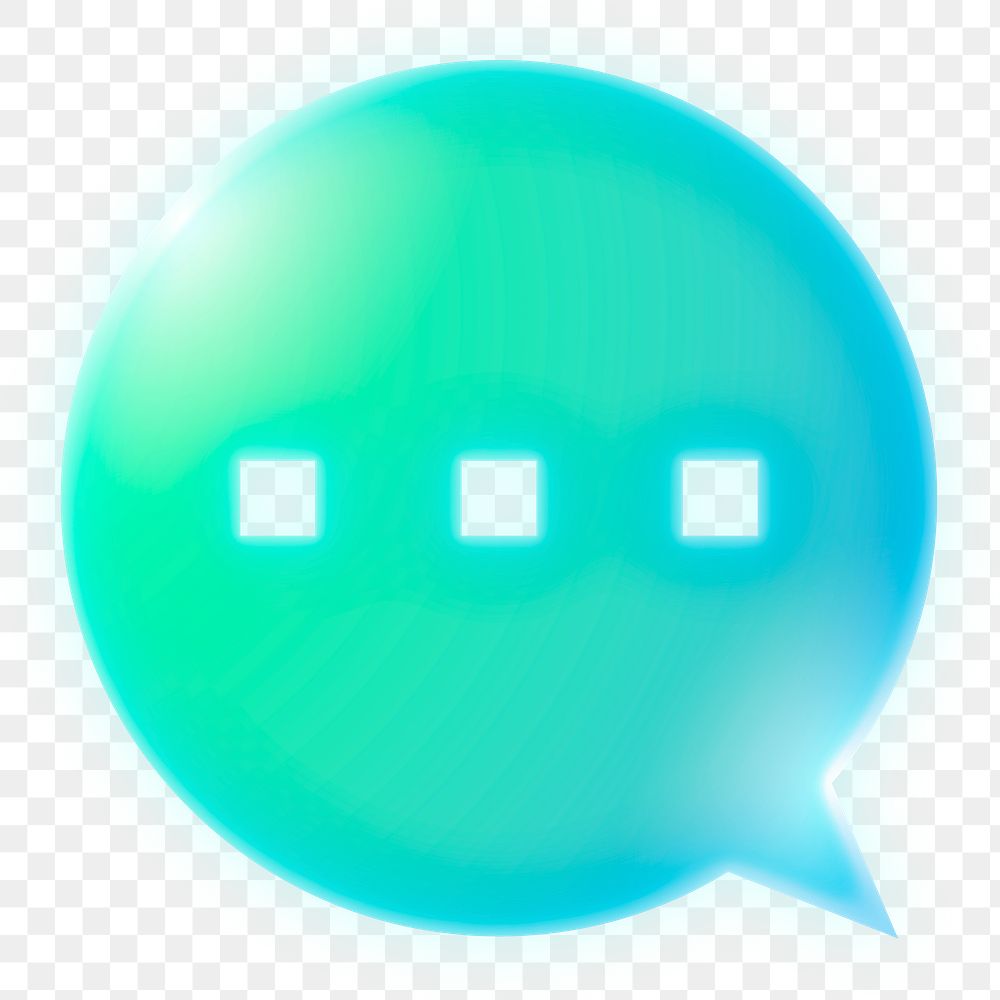 Speech bubble icon png sticker, neon glow, transparent background