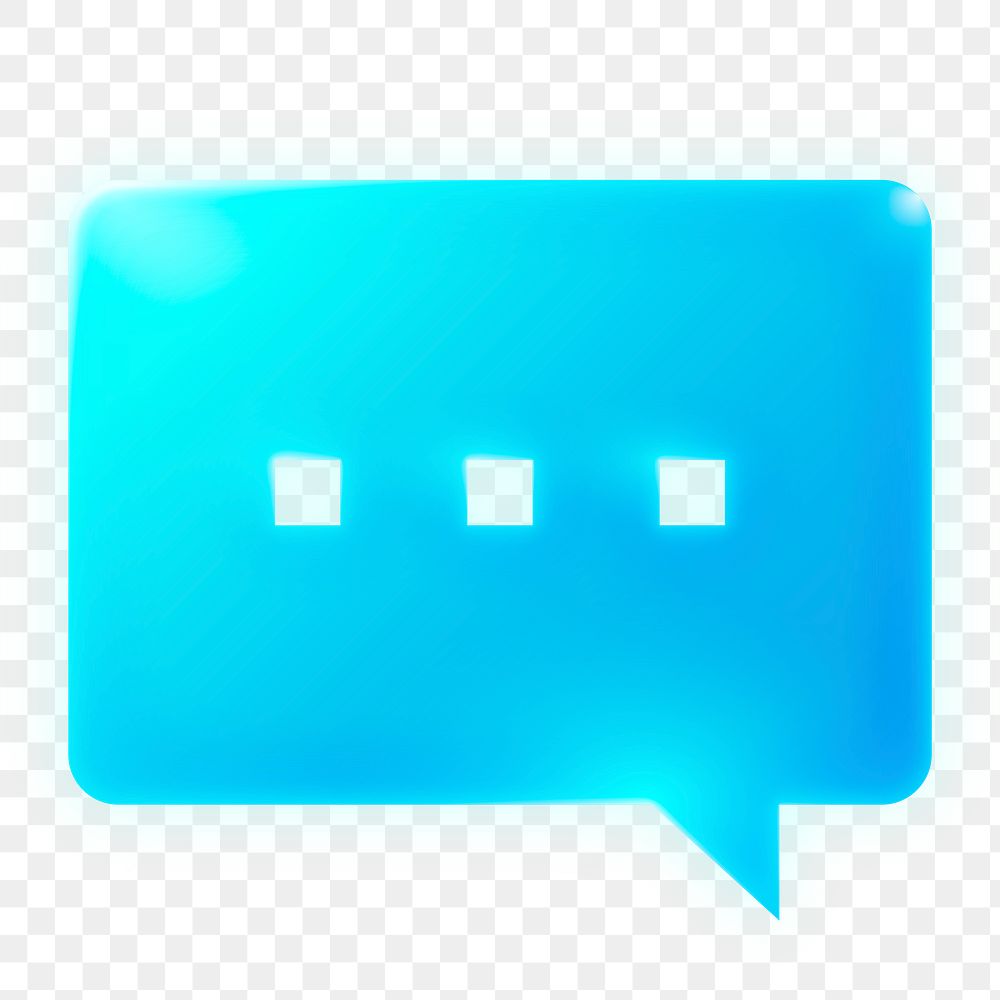 Speech bubble icon png sticker, neon glow, transparent background