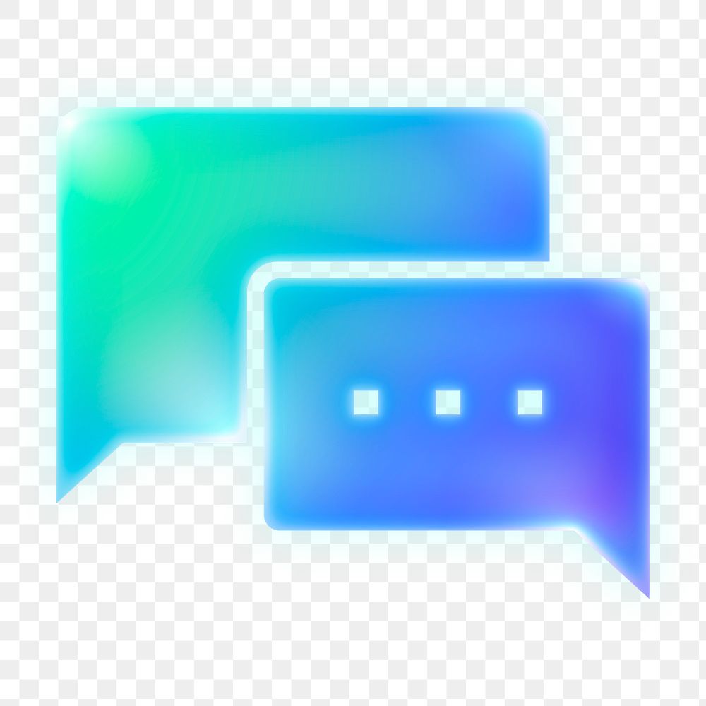 Speech bubble icon png sticker, neon glow, transparent background