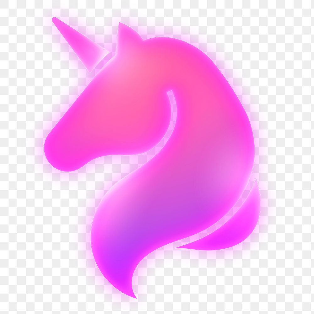 Unicorn icon png sticker, neon glow, transparent background