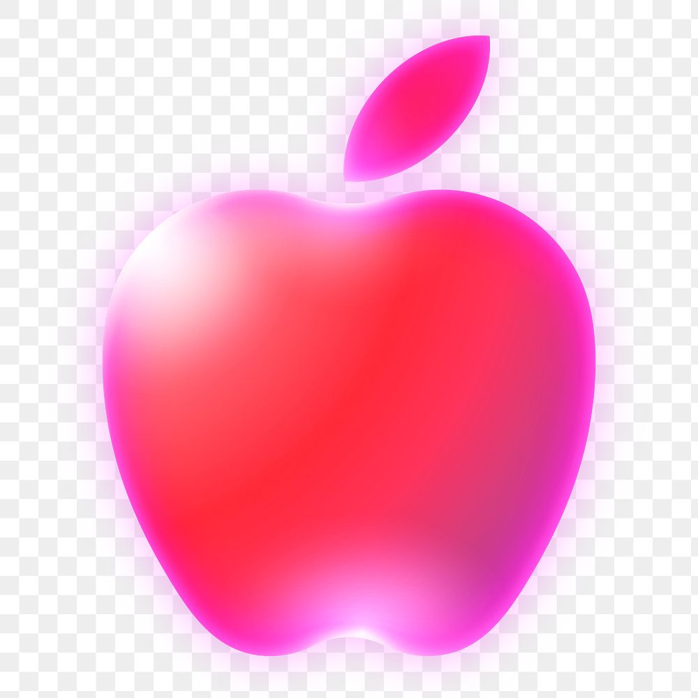 Apple icon png sticker, neon glow, transparent background