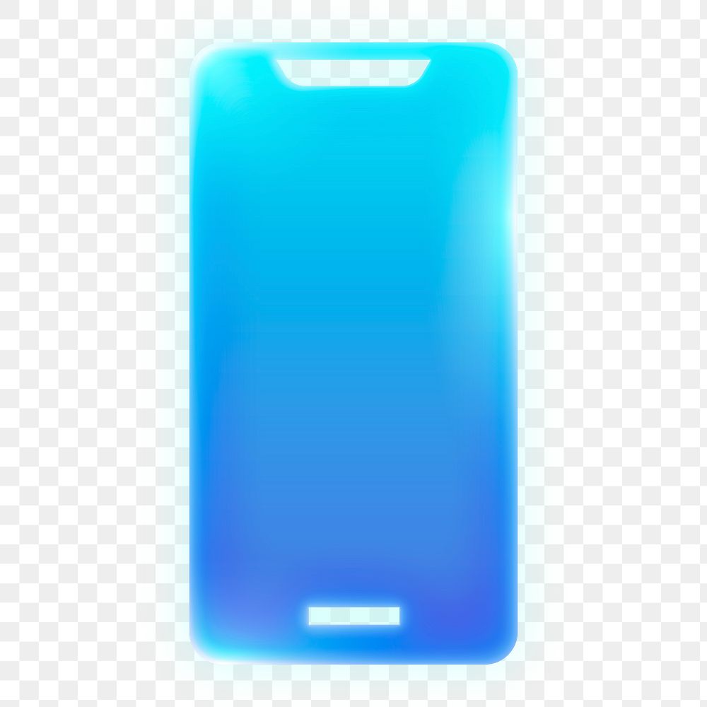 Mobile phone icon png sticker, neon glow, transparent background