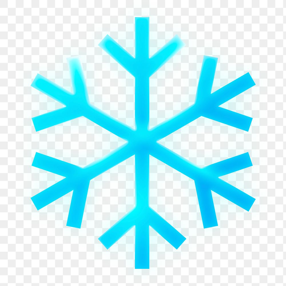 Snowflake icon png sticker, neon glow, transparent background