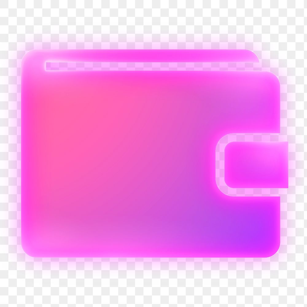 Wallet payment icon png sticker, neon glow, transparent background