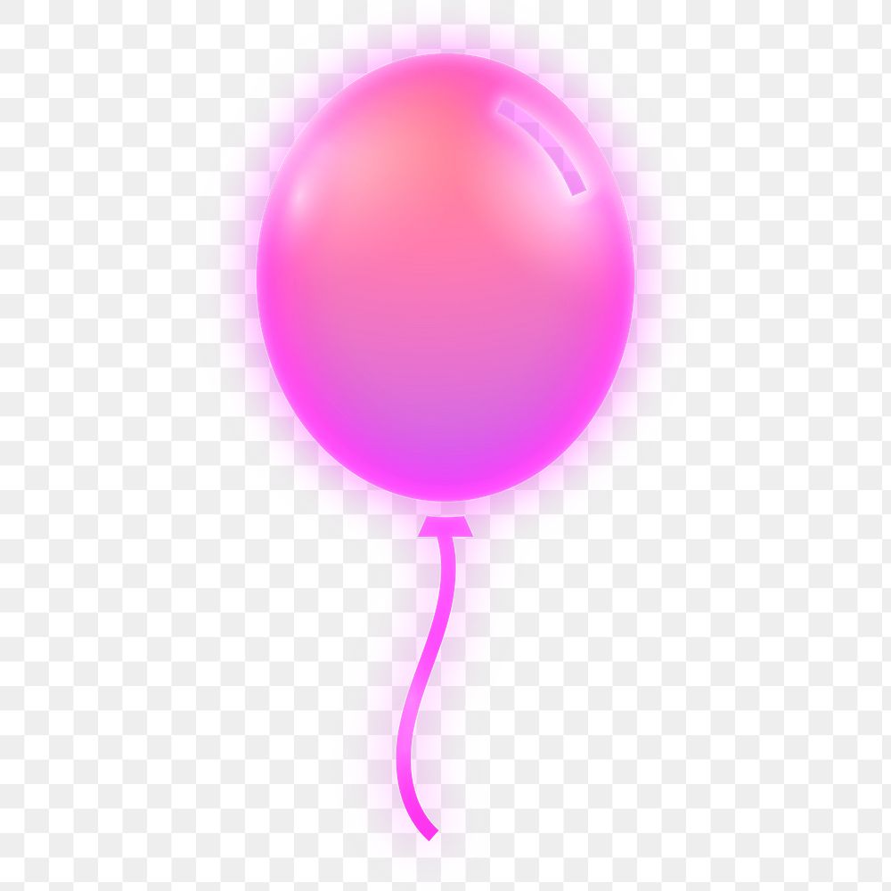 Floating balloon icon png sticker, neon glow, transparent background