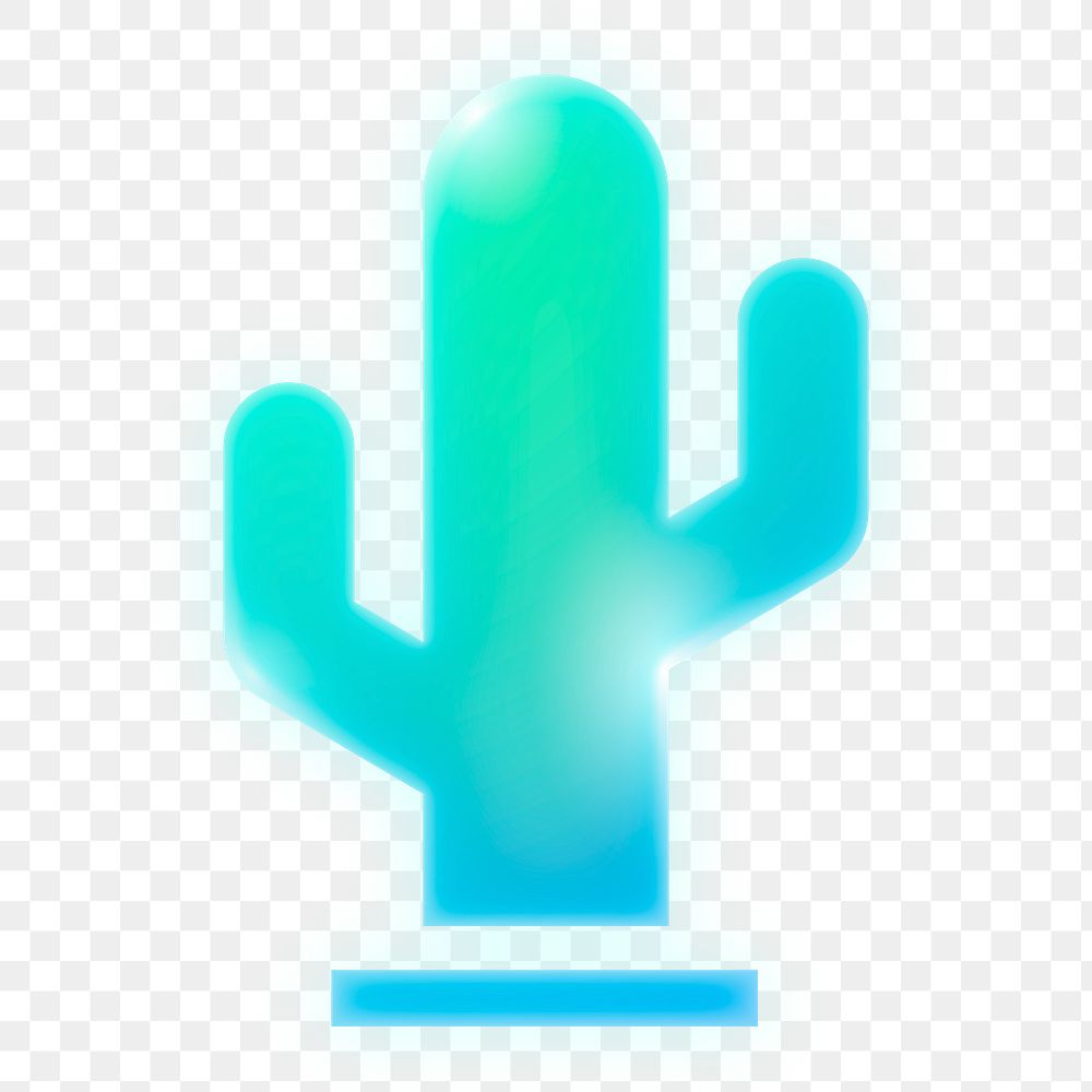 Cactus icon png sticker, neon glow, transparent background
