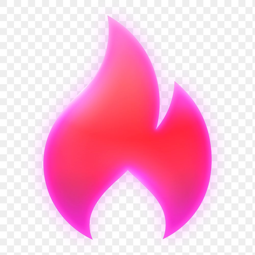 Flame icon png sticker, neon glow, transparent background