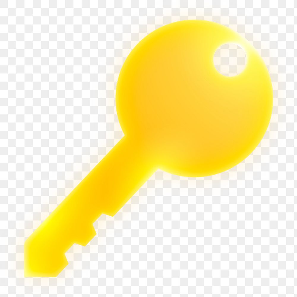 Key, safety icon png sticker, neon glow, transparent background