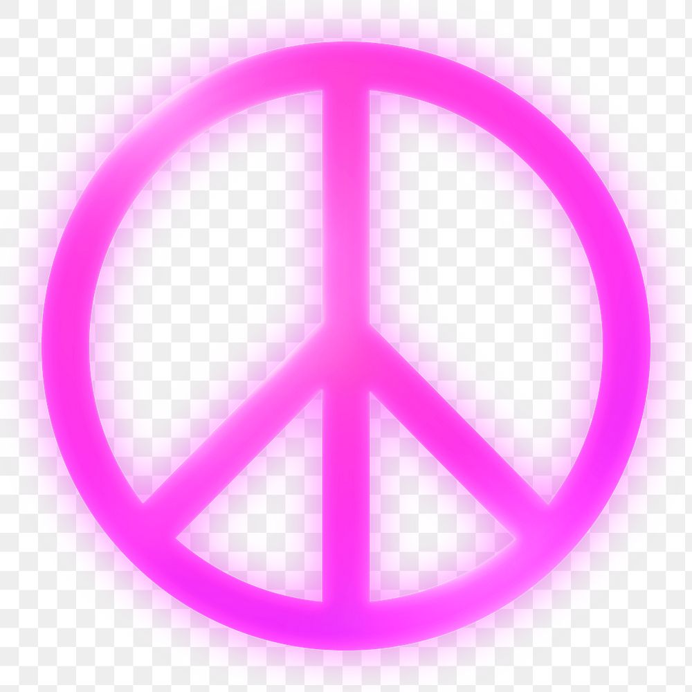 Peace symbol icon png sticker, neon glow, transparent background