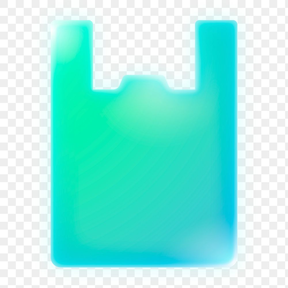 Plastic bag icon png sticker, neon glow, transparent background