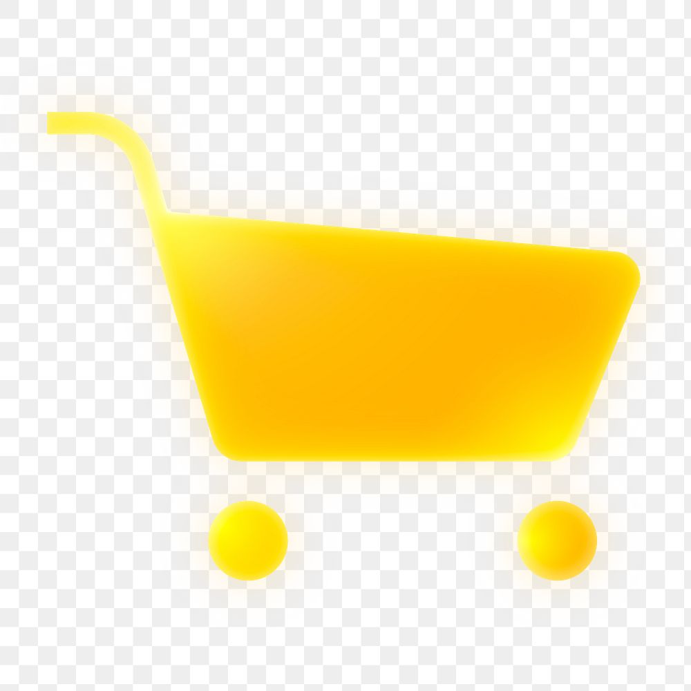 Shopping cart icon png sticker, neon glow, transparent background