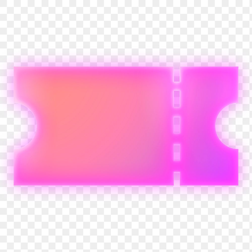 Voucher, ticket icon png sticker, neon glow, transparent background
