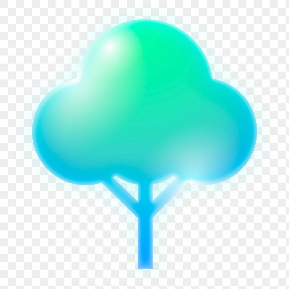 Tree, environment icon png sticker, neon glow, transparent background