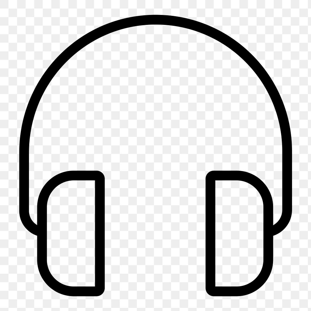 Headphones png music icon sticker, line art illustration, transparent background