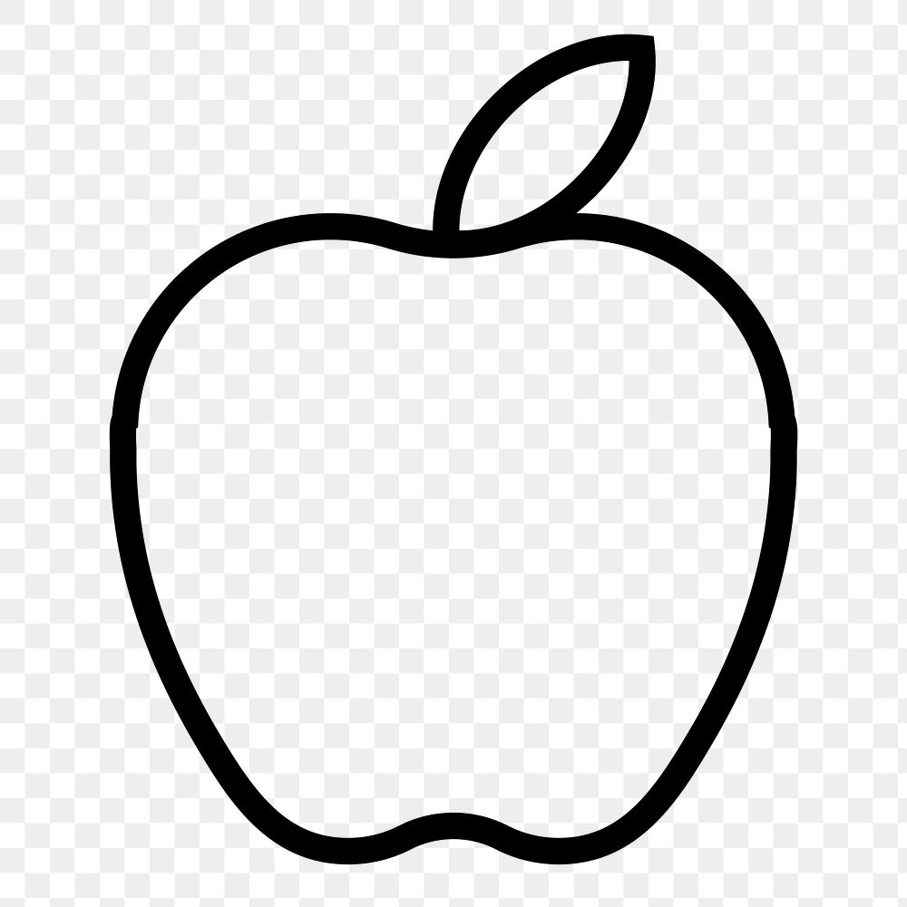 Apple png icon sticker, line art illustration, transparent background