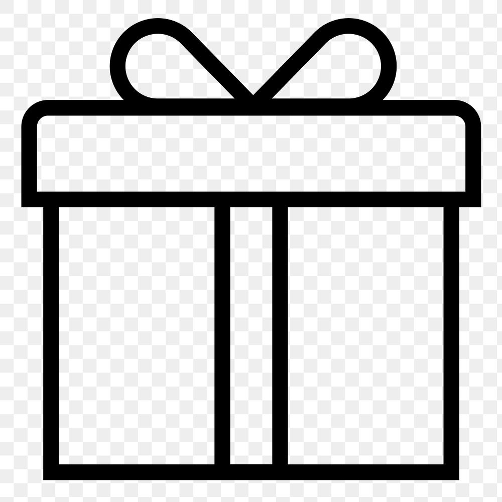 Gift box png reward icon sticker, line art illustration, transparent background