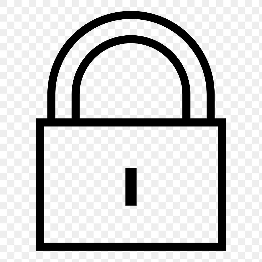 Lock, privacy png icon sticker, line art illustration, transparent background