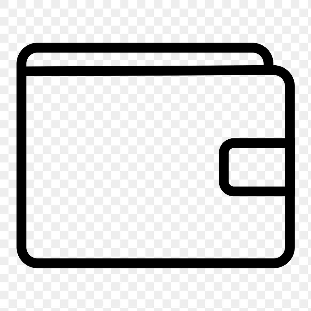 Wallet payment png icon sticker, line art illustration, transparent background