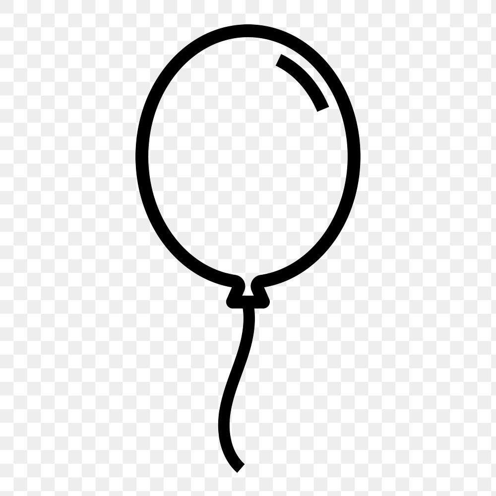 Floating balloon png icon sticker, line art illustration, transparent background