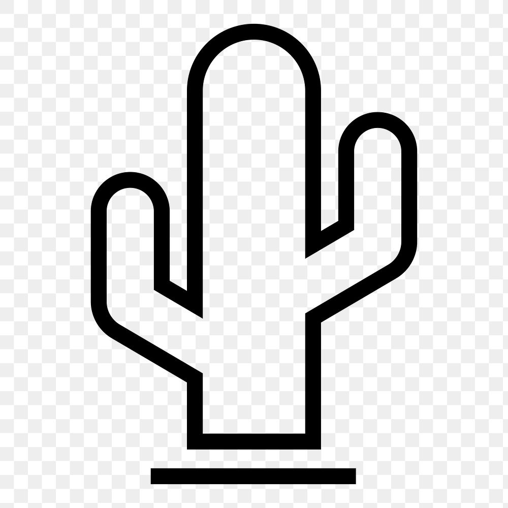 Cactus png icon sticker, line art illustration, transparent background