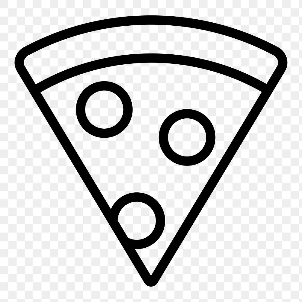 Pizza png icon sticker, line art illustration, transparent background