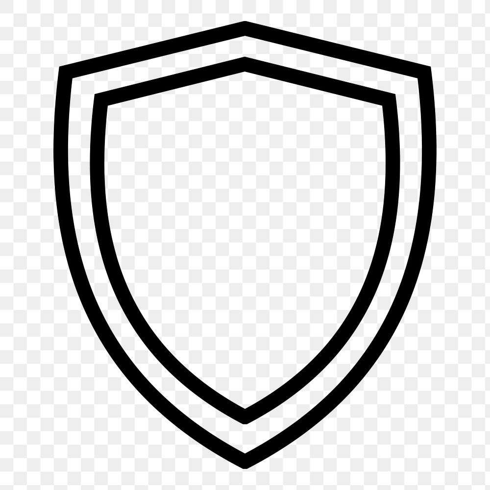 Shield, protection png icon sticker, line art illustration, transparent background
