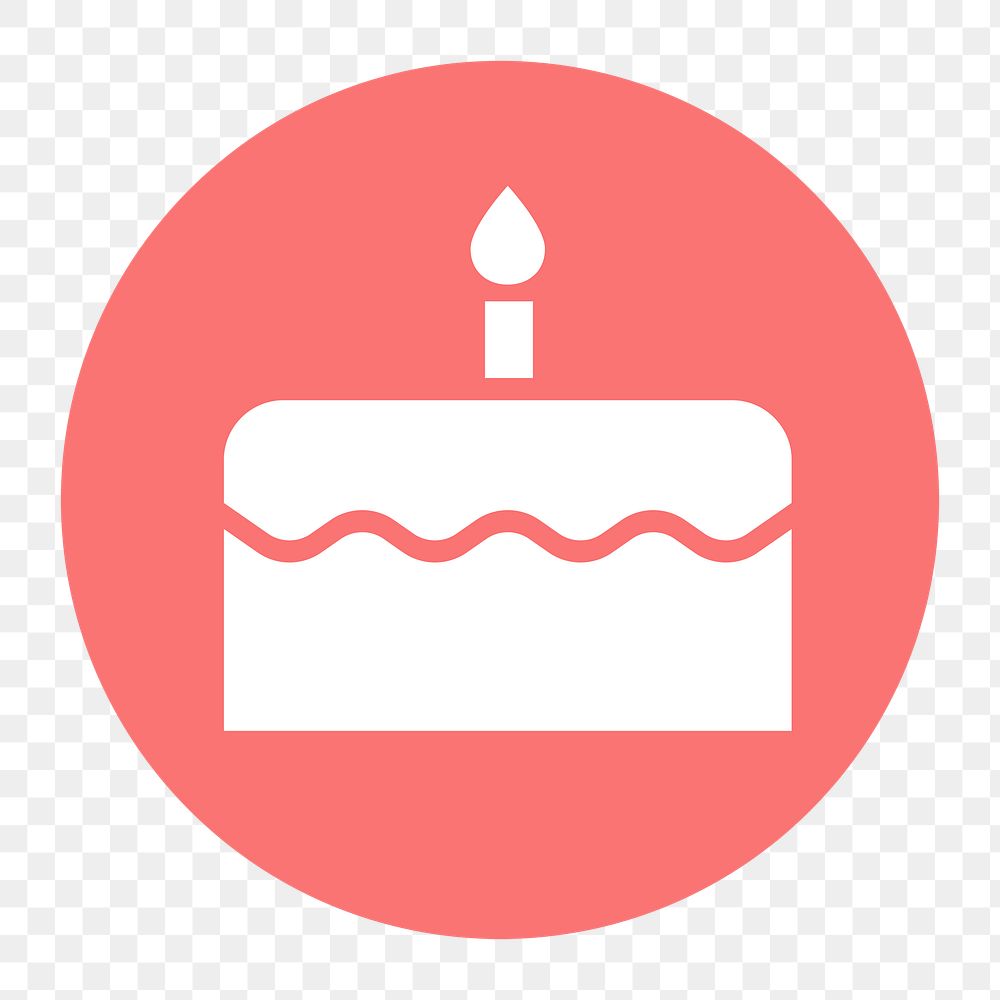 Birthday cake png icon sticker, circle badge, transparent background