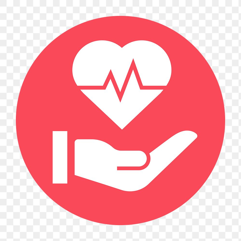 Heartbeat hand png icon sticker, circle badge, transparent background