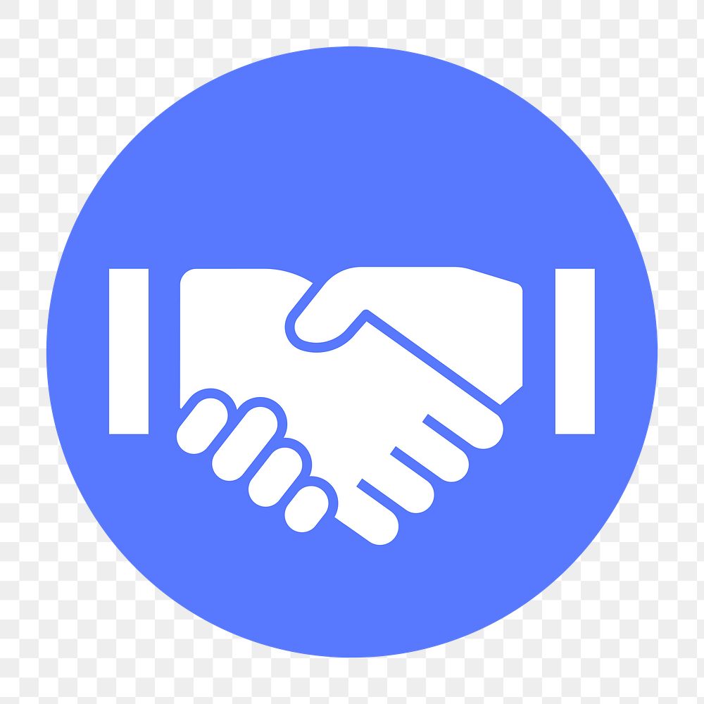 Business handshake png icon sticker, circle badge, transparent background