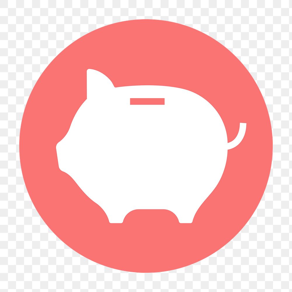 Piggy bank png icon sticker, circle badge, transparent background