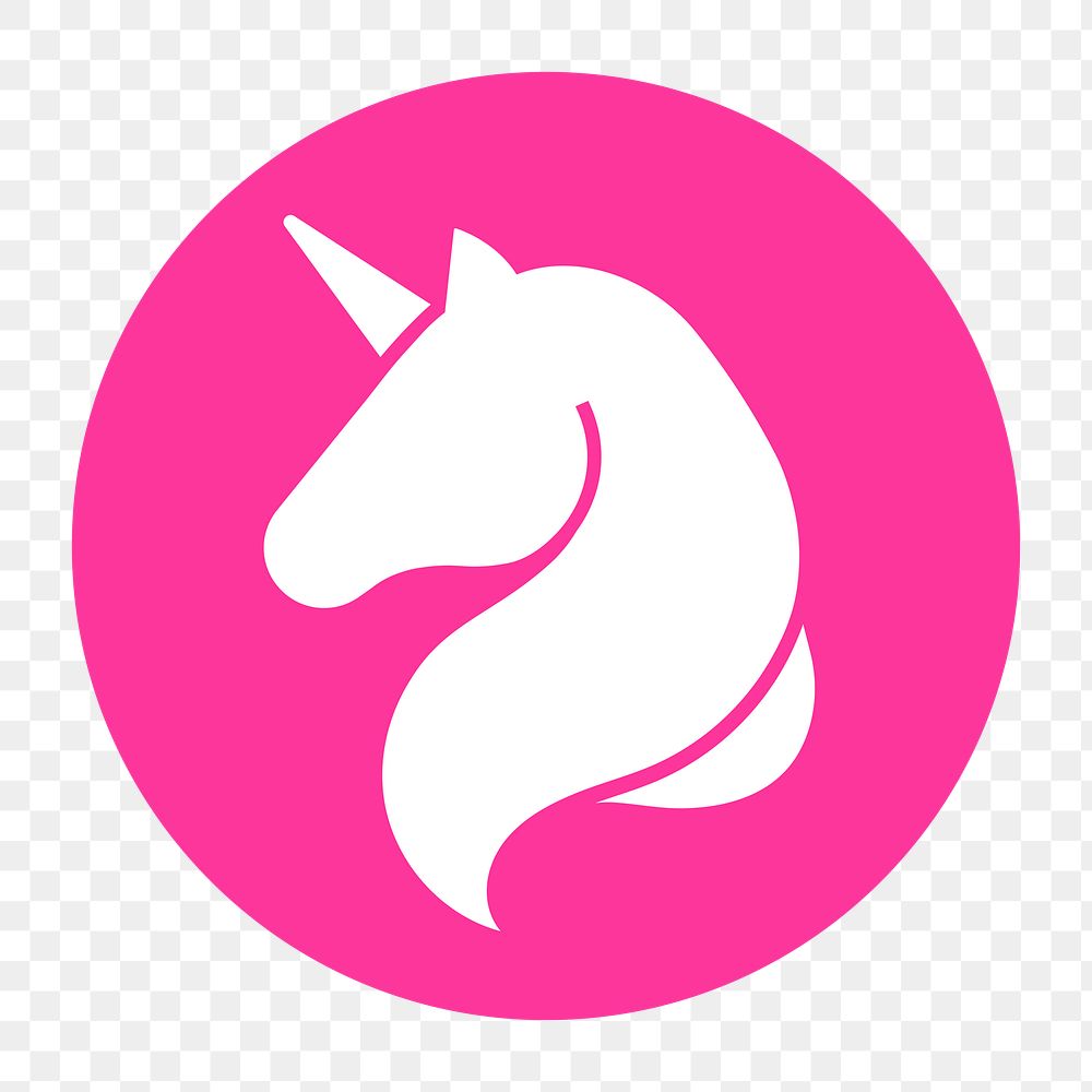 Unicorn png icon sticker, circle badge, transparent background