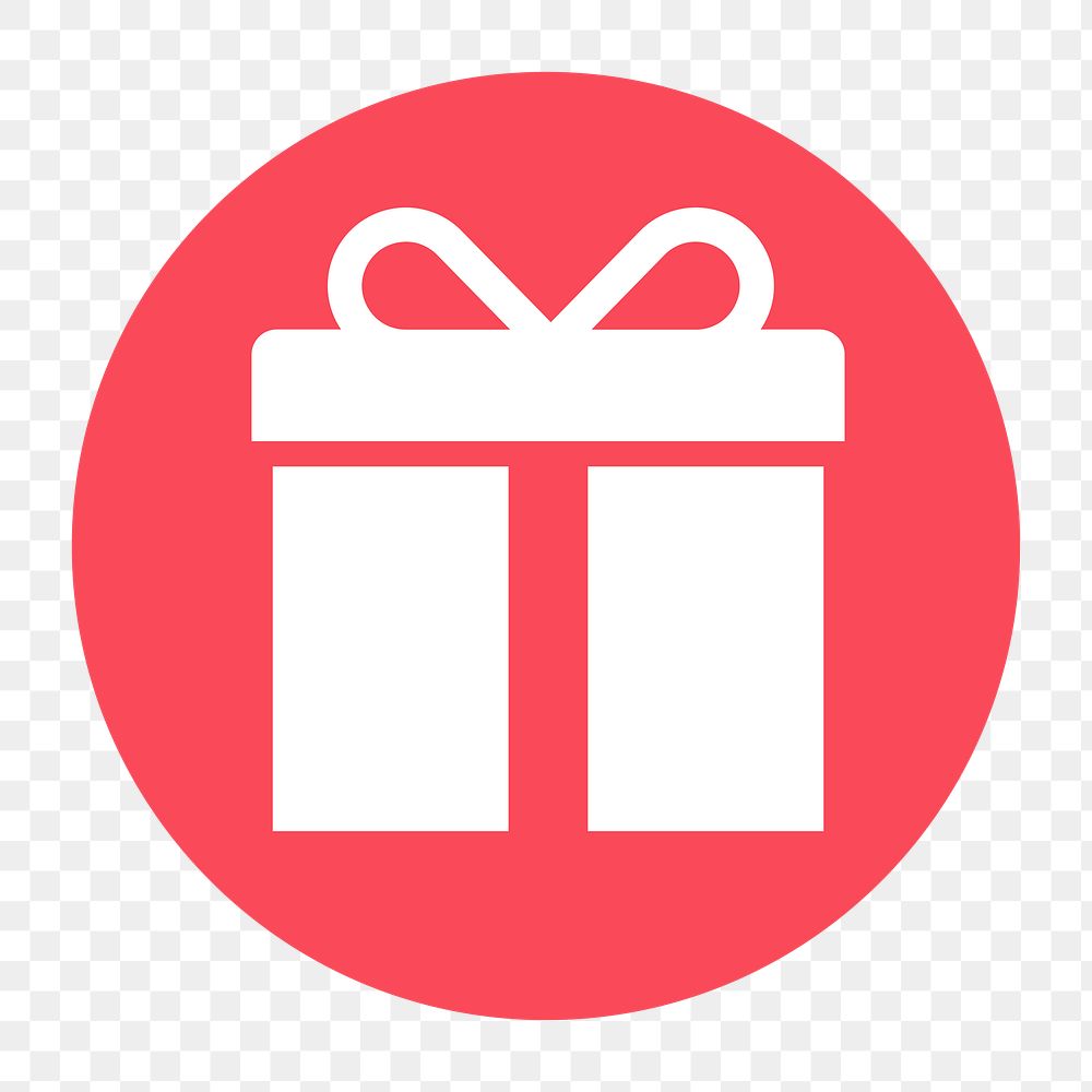 Gift box png reward icon sticker, circle badge, transparent background