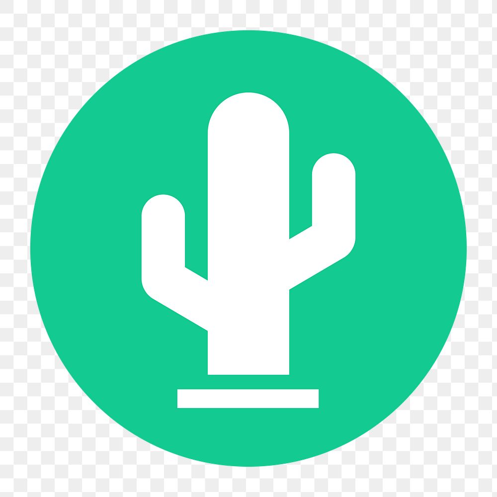 Cactus png icon sticker, circle badge, transparent background