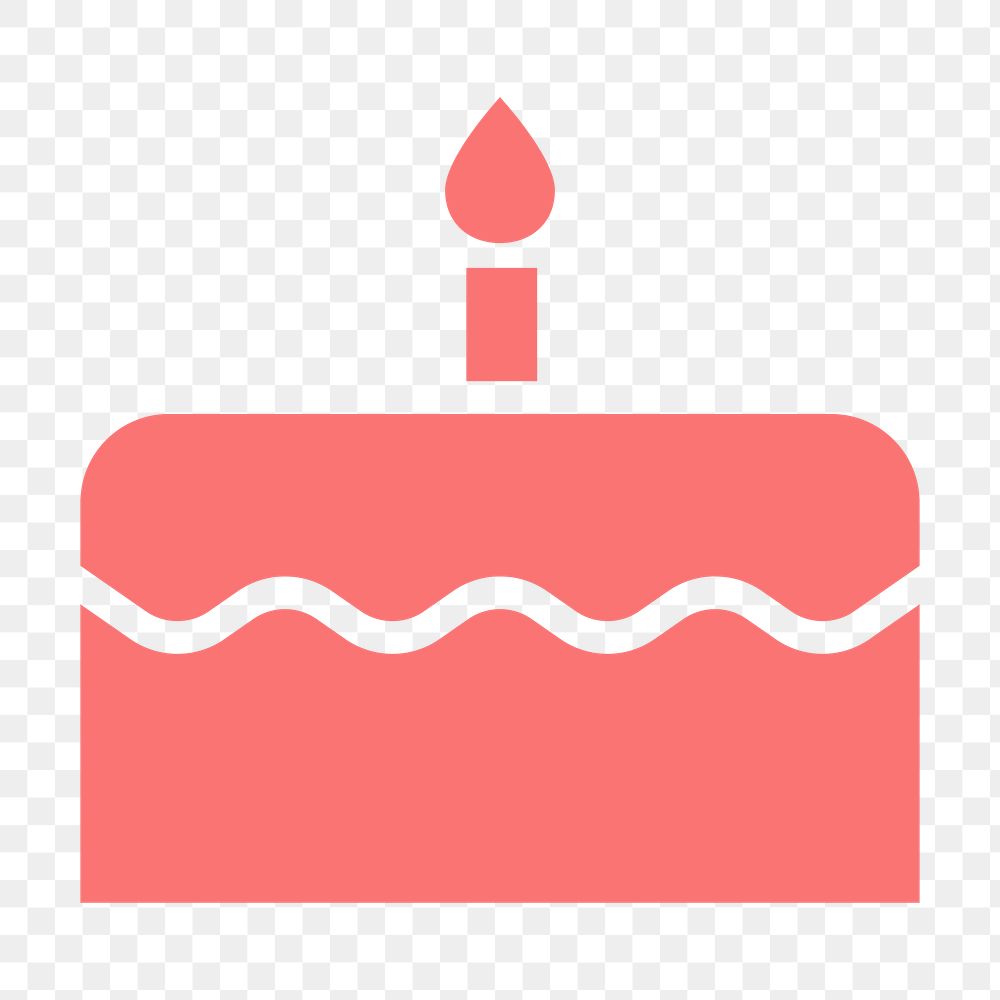 Birthday cake icon png sticker, flat design, transparent background