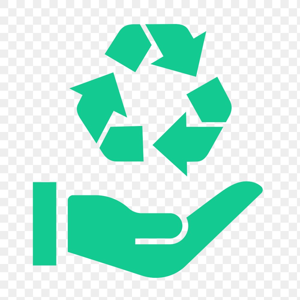 Recycle hand icon png sticker, flat design, transparent background