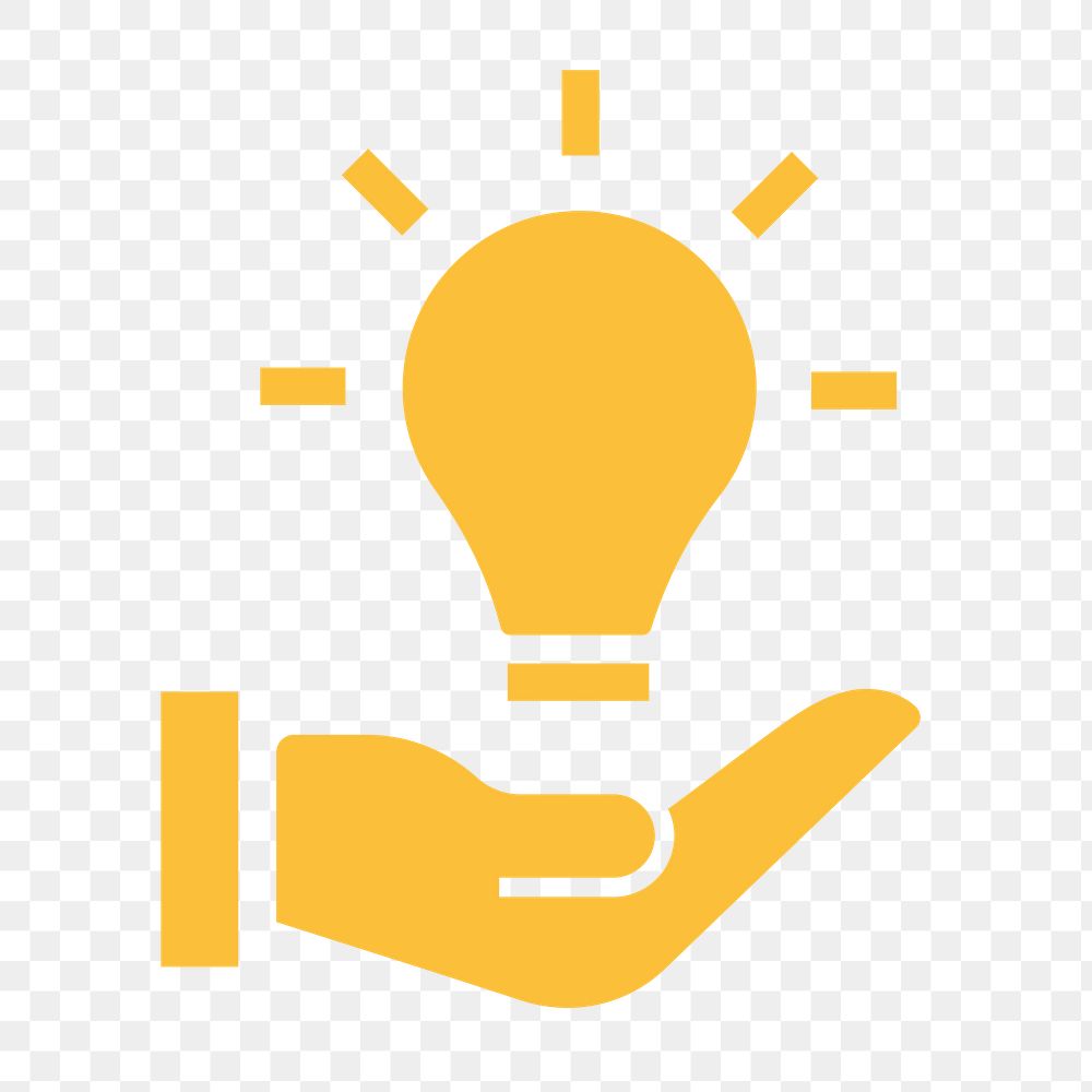 Light bulb png hand icon sticker, flat design, transparent background