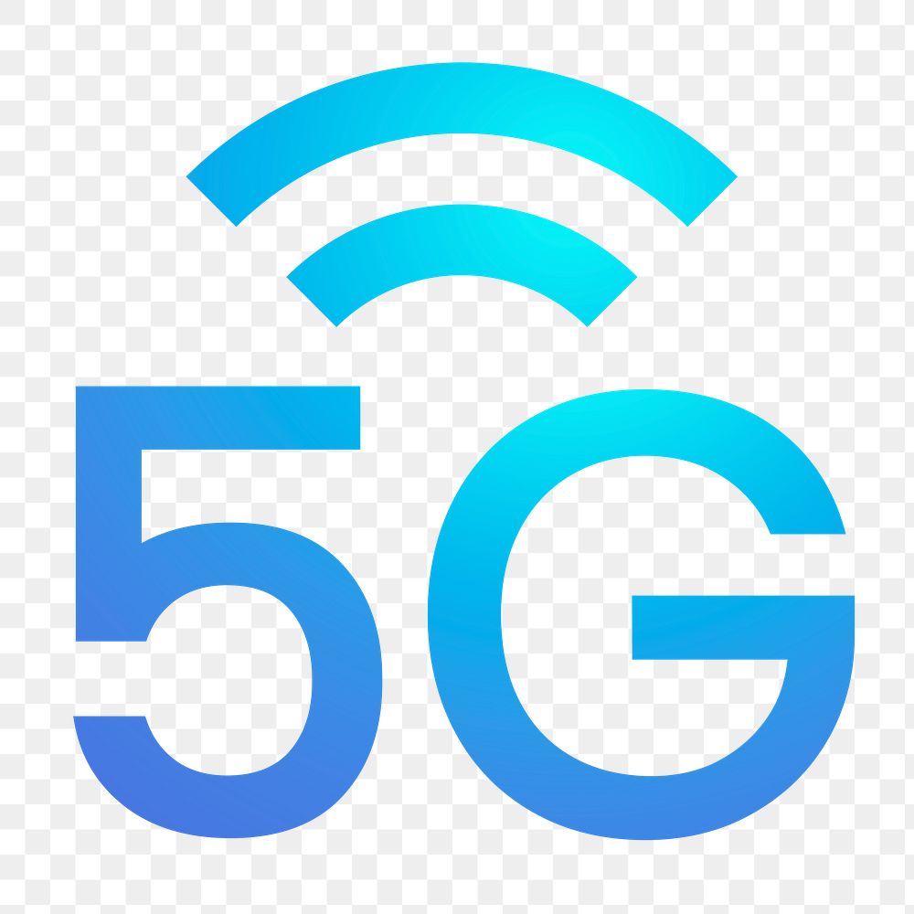 5G network icon png sticker, gradient design, transparent background