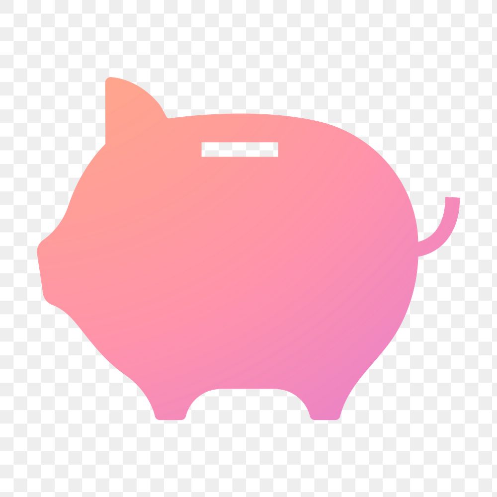 Piggy bank icon png sticker, gradient design, transparent background